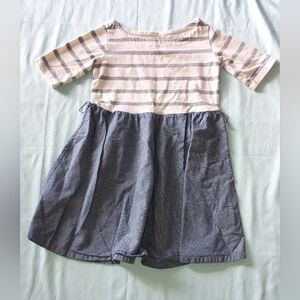 ‼️5 items for $8‼️Stylish Striped Kids Dress in Gray and Cream